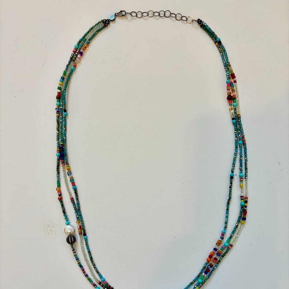 Maison Bettina Duncan Multi-strand crystal bead and African bead necklace - Picture 2 of 7